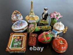 Lot of 11 Limoges France Peint Main Porcelain Trinket Box Degas Cinderella Coach