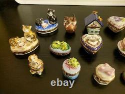 Lot of 15 Limoges France Peint Main Porcelain Trinket Boxes Excellent