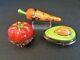 Lot Of 3 Limoges France Trinket Boxes Avocado, Carrot And Tomato Fabulous