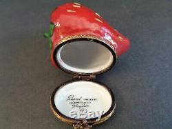 Lot of 3 Signed Limoges France Trinket Boxes Strawberry, Raspberry, Cherry
