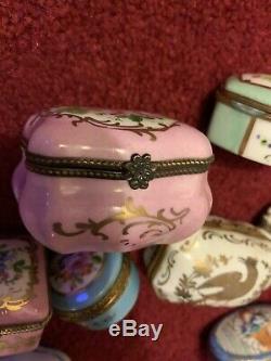 Lot of 8 Antique/Vintage Limoges France Porcelain Trinket Box Lot Signed