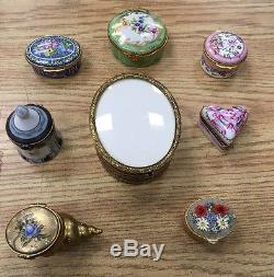 Lot of 8 Limoges Trinket Box Rochard Peint Main Porcelain Halcyon Days Decorativ