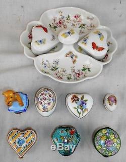 Lot of 9 Porcelain Trinket Boxes from Limoges withDish Matching 2 of Them
