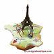 Map Of France Withmonet & Eiffel Tower Limoges Box Authentic Porcelain Figurine