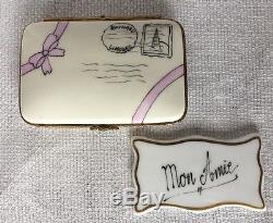 MON AMIE GIRL-FRIEND POST ENVELOPE with LETTER CARD AMI Limoges Trinket Box France