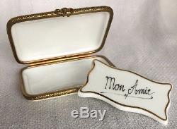 MON AMIE GIRL-FRIEND POST ENVELOPE with LETTER CARD AMI Limoges Trinket Box France