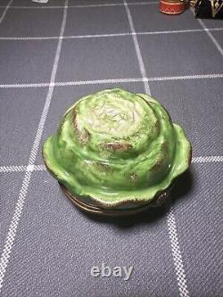 Massive PV Limoges Peint Main France Cabbage Trinket Box