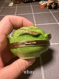 Massive PV Limoges Peint Main France Cabbage Trinket Box