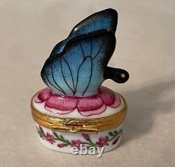 Mini Butterfly Limoges Box Porcelain Figurine, Hand Painted