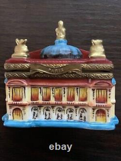 Miniature Paris Opera House Limoges Trinket Box with Tiny Phantom Mask Inside