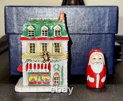 NIB Rochard Limoges Originals Christmas House w Santa Trinket Box