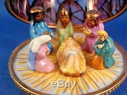 Nativity Creche Glass Dome Stained Glass Effect FRENCH LIMOGES box