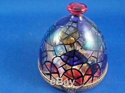 Nativity Creche Glass Dome Stained Glass Effect FRENCH LIMOGES box