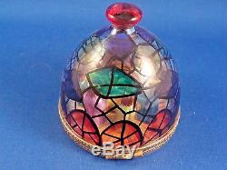 Nativity Creche Glass Dome Stained Glass Effect FRENCH LIMOGES box