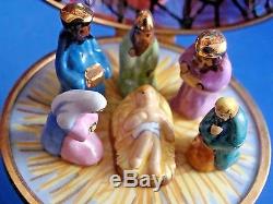 Nativity Creche Glass Dome Stained Glass Effect FRENCH LIMOGES box