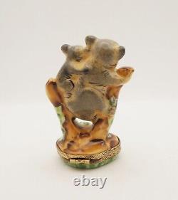 New Authentic French Limoges Trinket Box Mother and Baby Koala in Floral Tree