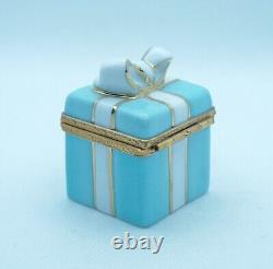 New French Limoges Box Scottie Dog in Turquoise Tiffanys Style Birthday Gift Box