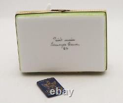 New French Limoges Trinket Box Airplane Taking off in Airport & Remov. Passport