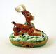 New French Limoges Trinket Box Amazing Christmas Reindeer With Holly