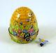 New French Limoges Trinket Box Amazing Colorful Beehive W Flowers & Remov. Bee