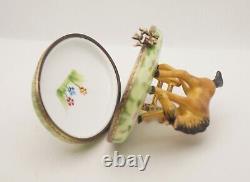 New French Limoges Trinket Box Amazing Horse Animal in Spring on Flowers