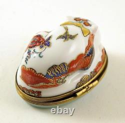 New French Limoges Trinket Box Beautiful Colorful Chinoiserie Kitty Cat Kitten
