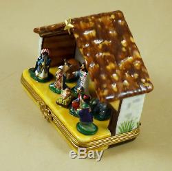 New French Limoges Trinket Box Christmas Nativity Scene W Baby Jesus 8 Figurines