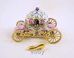 New French Limoges Trinket Box Cinderella's Carriage w Prince Cinderella Slipper