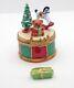 New French Limoges Trinket Box Colorful Christmas Drum W Toys Xmas Tree And Gift