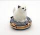 New French Limoges Trinket Box Cute Kitty Cat Kitten With Running Around Mice