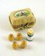 New French Limoges Trinket Box Easter Egg Carton W Removable Eggs & Egg In Cup