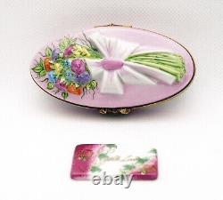 New French Limoges Trinket Box Floral Bouquet on Valentines Box & With Love Note