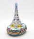 New French Limoges Trinket Box Floral Paris Eiffel Tower Monument With People