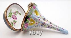 New French Limoges Trinket Box Floral Paris Eiffel Tower Monument with People