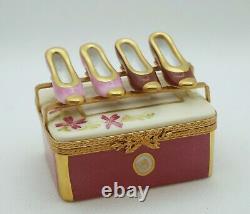 New French Limoges Trinket Box Floral Shoe Box with Pumps High-Heel Shoes