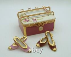 New French Limoges Trinket Box Floral Shoe Box with Pumps High-Heel Shoes