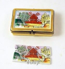 New French Limoges Trinket Box Framed Paris Moulin Rouge Painting Puzzle