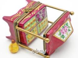 New French Limoges Trinket Box Fruit Stand with Colorful Fruits & Removable Pear