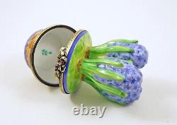 New French Limoges Trinket Box Gorgeous Blue Hyacinth Spring Potted Flowers