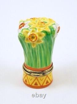 New French Limoges Trinket Box Gorgeous Daffodils Flowers Bouquet Mother's Day