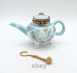 New French Limoges Trinket Box Gorgeous Darjeeling Tea Pot with Tea Infuser Ball