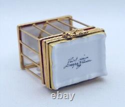 New French Limoges Trinket Box Gorgeous Valentines Bird Cage Aviary w Love Birds