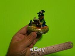 New French Limoges Trinket Box Halloween Witch W Black Cat & Magic Spells Book