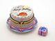 New French Limoges Trinket Box Happy Birthday Cake On Platter With Balloons