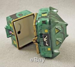 New French Limoges Trinket Box Haunted Halloween Mansion With Witch And Ghosts