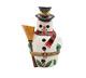 New French Limoges Trinket Box Large Snowman With Broom In Hat And Scarf 4 H