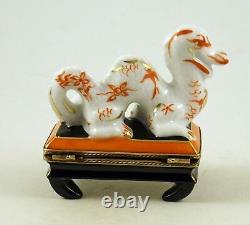 New French Limoges Trinket Box Lucky Chinoiserie Dragon Good Fortune Symbol