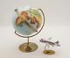 New French Limoges Trinket Box Moving Blue World Globe With Removable Airplane