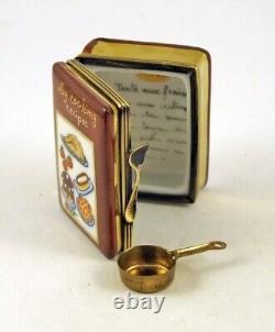 New French Limoges Trinket Box My Cooking Recipe Cook Book with Removable Pot