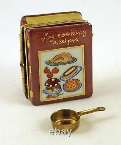 New French Limoges Trinket Box My Cooking Recipe Cook Book with Removable Pot